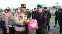 Pasca Pengamanan PSU di Tanjung Peranap, Personel Brimob Kembali ke Pekanbaru
